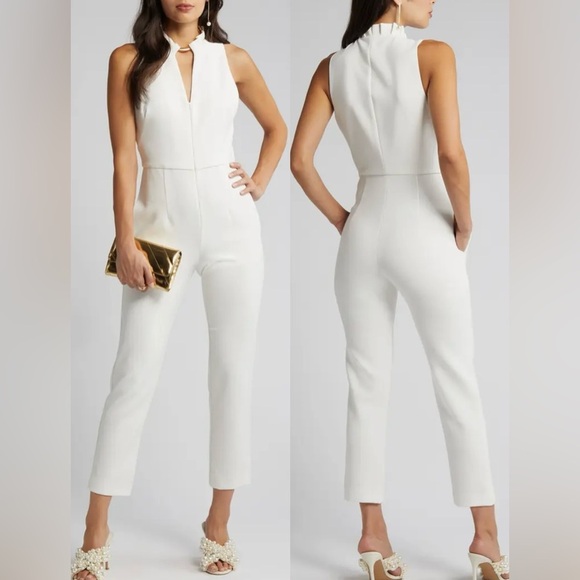 NEW Black Halo Antoinette Sleeveless Jumpsuit Porcelain White Sz 4 - Picture 1 of 8